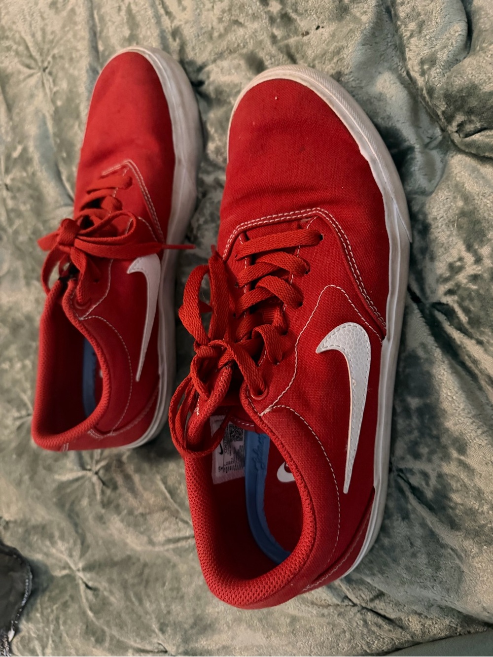 Nike Red Canvas Low-Top Sneakers with White Swoosh - Picture 4 of 4